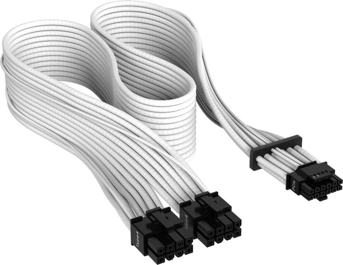 CORSAIR Premium Individually Sleeved 12 4pin PCIe Gen 5 12VHPWR 600W cable Type 4 WHITE